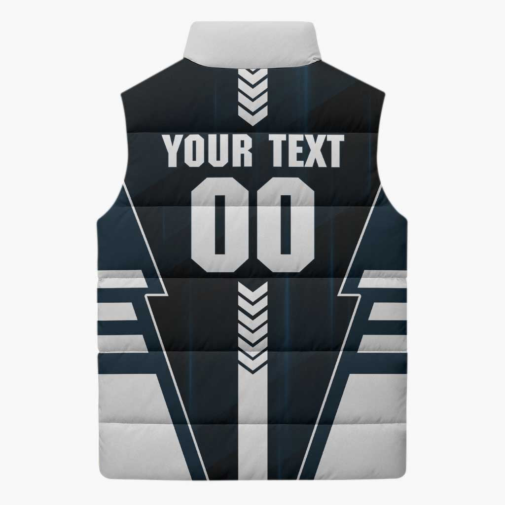 Personalized Carlton Blues Sleeveless Puffer Jacket Modern Geometric Sports Graphic Style
