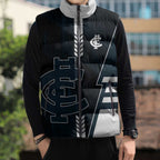 Personalized Carlton Blues Sleeveless Puffer Jacket Modern Geometric Sports Graphic Style
