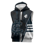 Personalized Carlton Blues Sleeveless Zip Hoodie Modern Geometric Sports Graphic Style