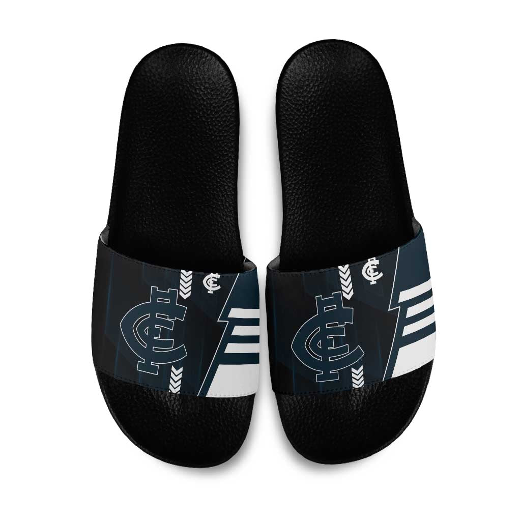 Carlton Blues Slide Sandals Modern Geometric Sports Graphic Style