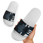 Carlton Blues Slide Sandals Modern Geometric Sports Graphic Style