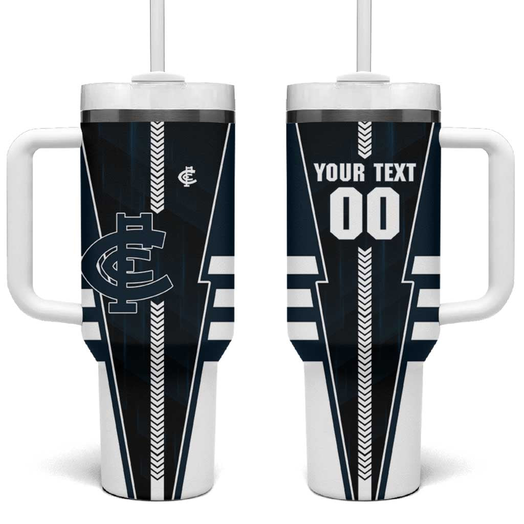 Personalized Carlton Blues Tumbler With Handle Modern Geometric Sports Graphic Style
