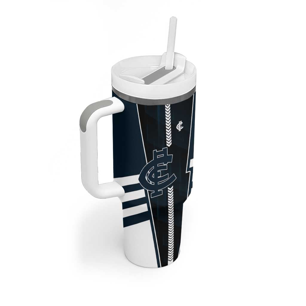 Personalized Carlton Blues Tumbler With Handle Modern Geometric Sports Graphic Style