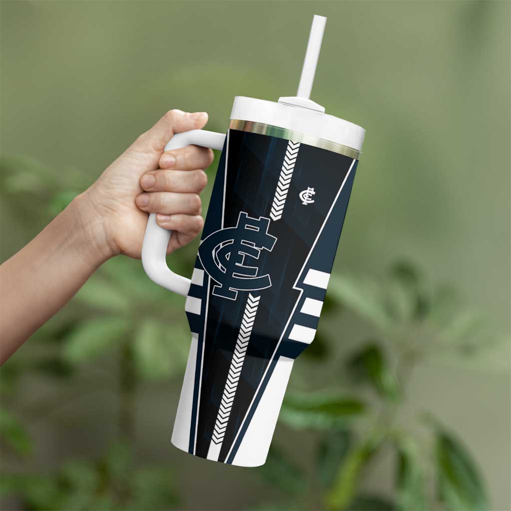 Personalized Carlton Blues Tumbler With Handle Modern Geometric Sports Graphic Style