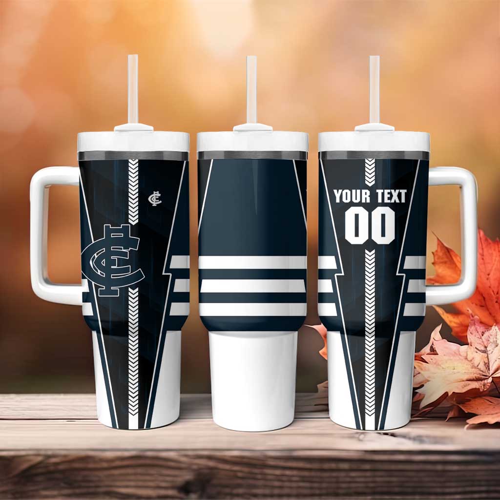 Personalized Carlton Blues Tumbler With Handle Modern Geometric Sports Graphic Style