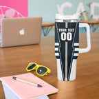 Personalized Carlton Blues Tumbler With Handle Modern Geometric Sports Graphic Style