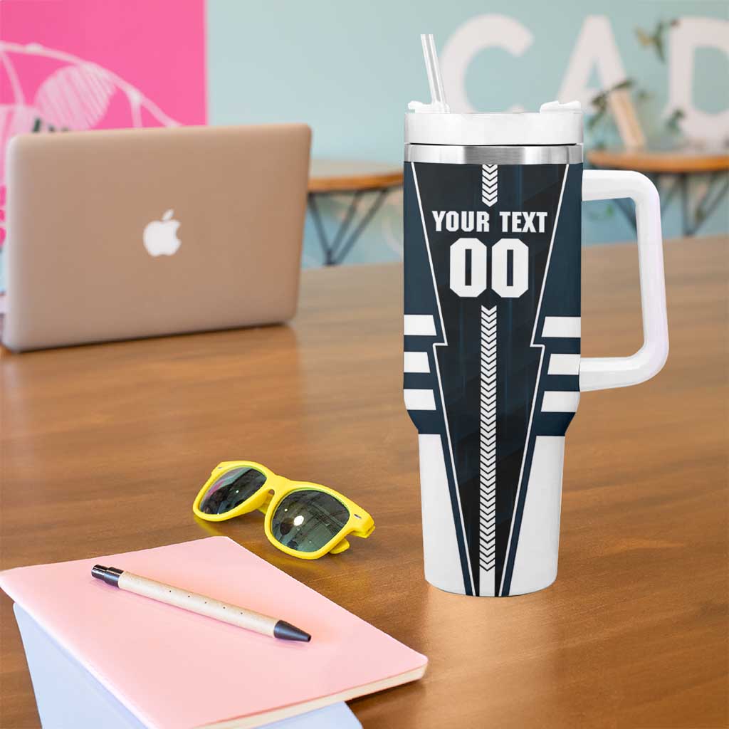 Personalized Carlton Blues Tumbler With Handle Modern Geometric Sports Graphic Style