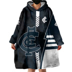 Personalized Carlton Blues Wearable Blanket Hoodie Modern Geometric Sports Graphic Style