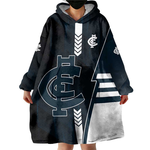 Personalized Carlton Blues Wearable Blanket Hoodie Modern Geometric Sports Graphic Style