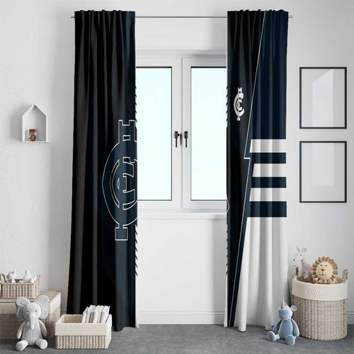 Carlton Blues Window Curtain Modern Geometric Sports Graphic Style