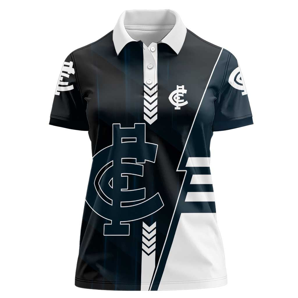 Personalized Carlton Blues Women Polo Shirt Modern Geometric Sports Graphic Style