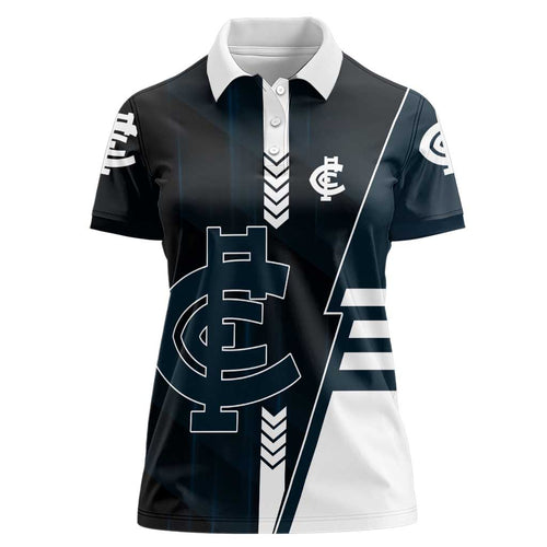 Personalized Carlton Blues Women Polo Shirt Modern Geometric Sports Graphic Style