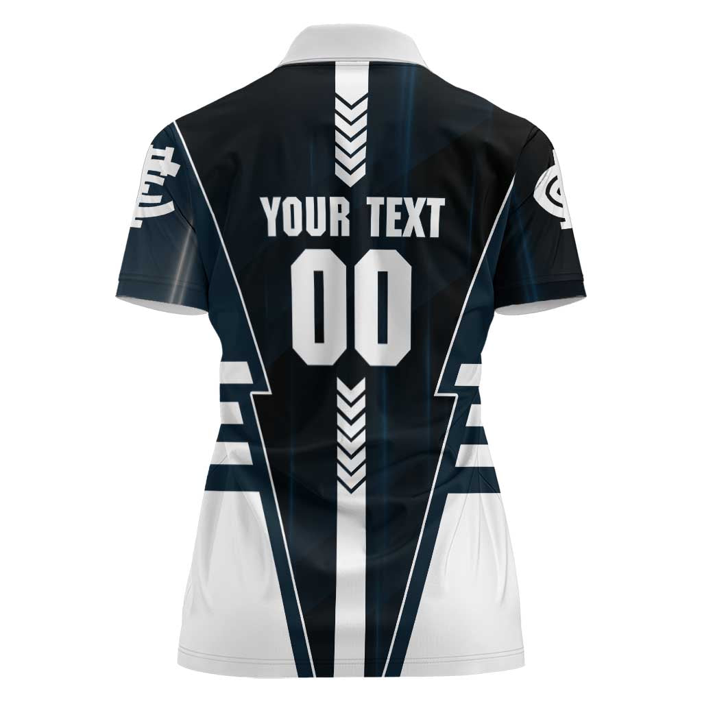 Personalized Carlton Blues Women Polo Shirt Modern Geometric Sports Graphic Style