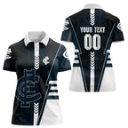 Personalized Carlton Blues Women Polo Shirt Modern Geometric Sports Graphic Style