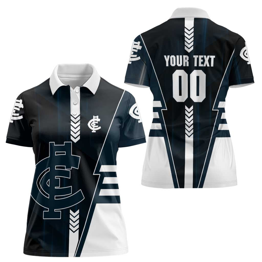 Personalized Carlton Blues Women Polo Shirt Modern Geometric Sports Graphic Style