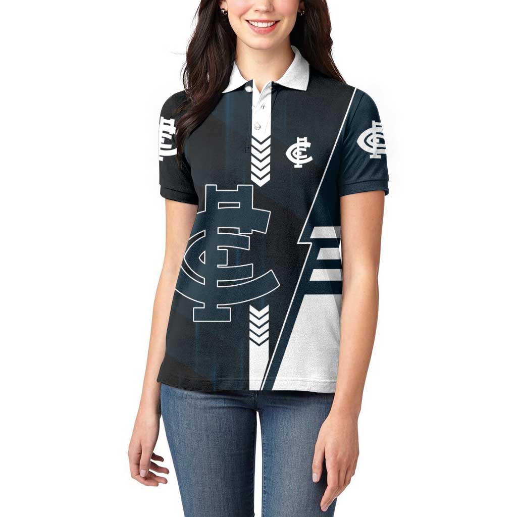 Personalized Carlton Blues Women Polo Shirt Modern Geometric Sports Graphic Style