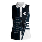 Personalized Carlton Blues Women Sleeveless Polo Shirt Modern Geometric Sports Graphic Style