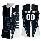 Personalized Carlton Blues Women Sleeveless Polo Shirt Modern Geometric Sports Graphic Style