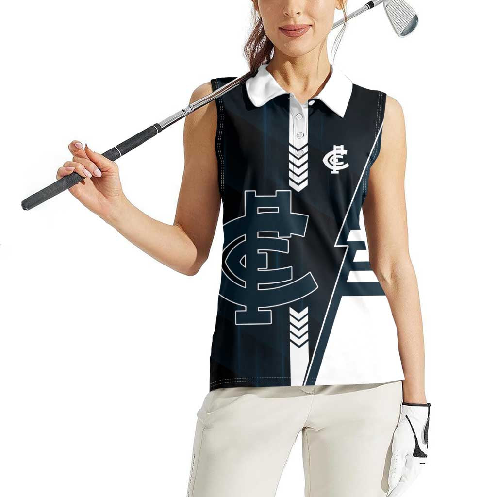 Personalized Carlton Blues Women Sleeveless Polo Shirt Modern Geometric Sports Graphic Style