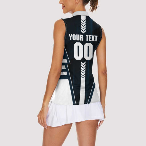 Personalized Carlton Blues Women Sleeveless Polo Shirt Modern Geometric Sports Graphic Style