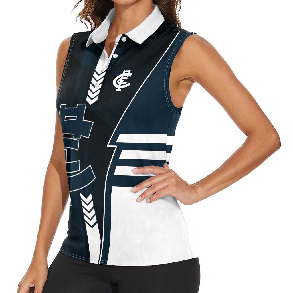 Personalized Carlton Blues Women Sleeveless Polo Shirt Modern Geometric Sports Graphic Style