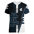 Personalized Carlton Blues Women V-Neck T-Shirt Modern Geometric Sports Graphic Style