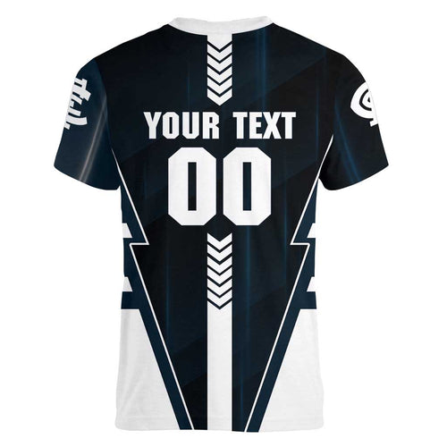 Personalized Carlton Blues Women V-Neck T-Shirt Modern Geometric Sports Graphic Style
