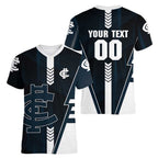 Personalized Carlton Blues Women V-Neck T-Shirt Modern Geometric Sports Graphic Style
