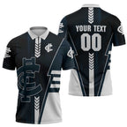 Personalized Carlton Blues Zipper Polo Shirt Modern Geometric Sports Graphic Style