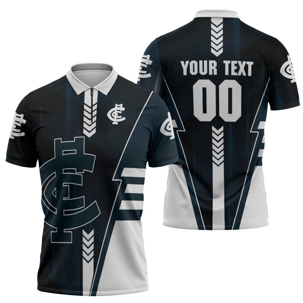 Personalized Carlton Blues Zipper Polo Shirt Modern Geometric Sports Graphic Style
