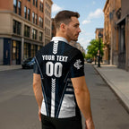 Personalized Carlton Blues Zipper Polo Shirt Modern Geometric Sports Graphic Style