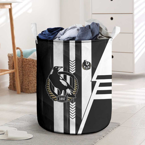 Collingwood Magpies Laundry Basket Modern Geometric Sports Graphic Style