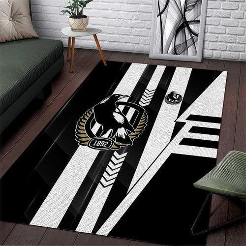 Collingwood Magpies Area Rug Modern Geometric Sports Graphic Style