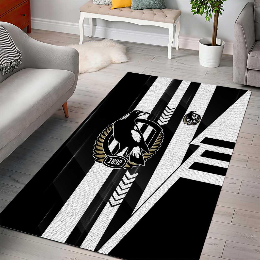 Collingwood Magpies Area Rug Modern Geometric Sports Graphic Style
