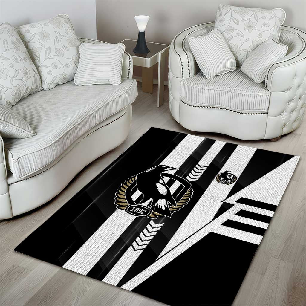 Collingwood Magpies Area Rug Modern Geometric Sports Graphic Style