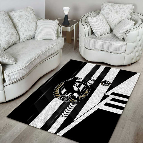 Collingwood Magpies Area Rug Modern Geometric Sports Graphic Style
