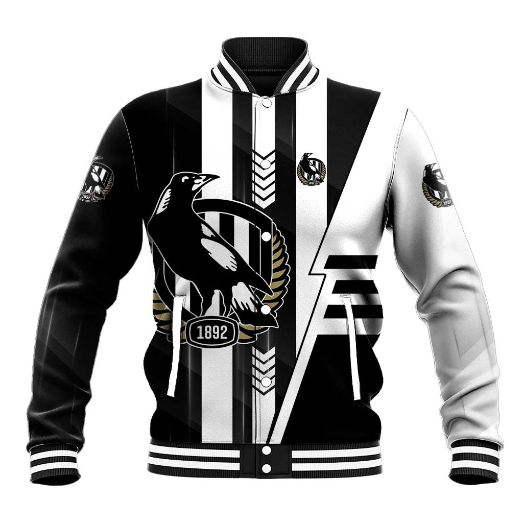 Personalized Collingwood Magpies Baseball Jacket Modern Geometric Sports Graphic Style