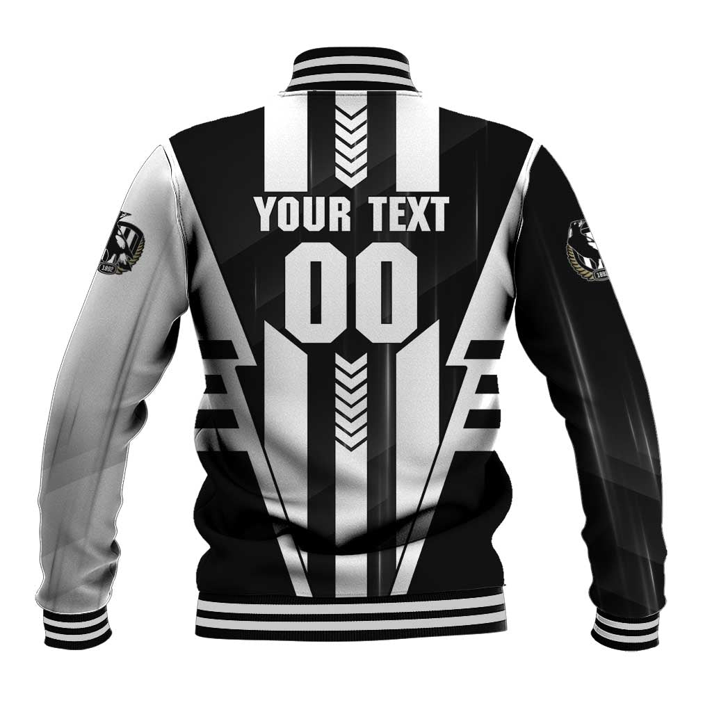 Personalized Collingwood Magpies Baseball Jacket Modern Geometric Sports Graphic Style