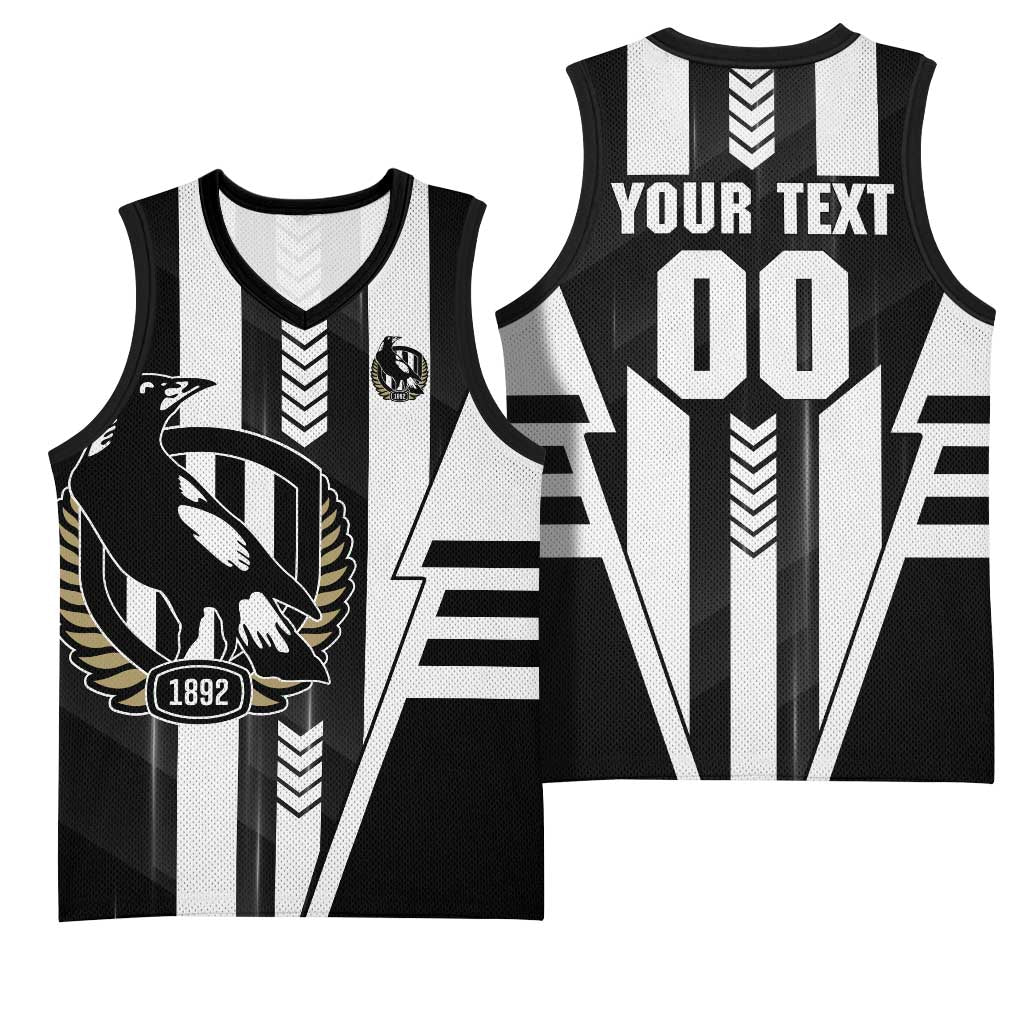 Personalized Collingwood Magpies Basketball Jersey Modern Geometric Sports Graphic Style