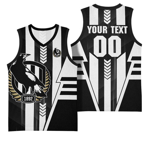 Personalized Collingwood Magpies Basketball Jersey Modern Geometric Sports Graphic Style