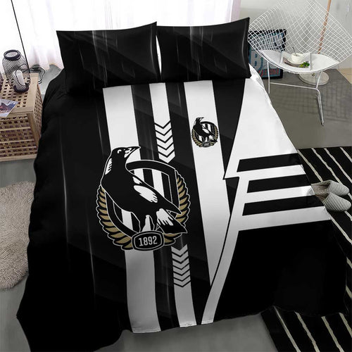 Collingwood Magpies Bedding Set Modern Geometric Sports Graphic Style