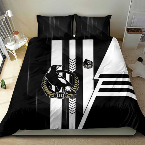 Collingwood Magpies Bedding Set Modern Geometric Sports Graphic Style