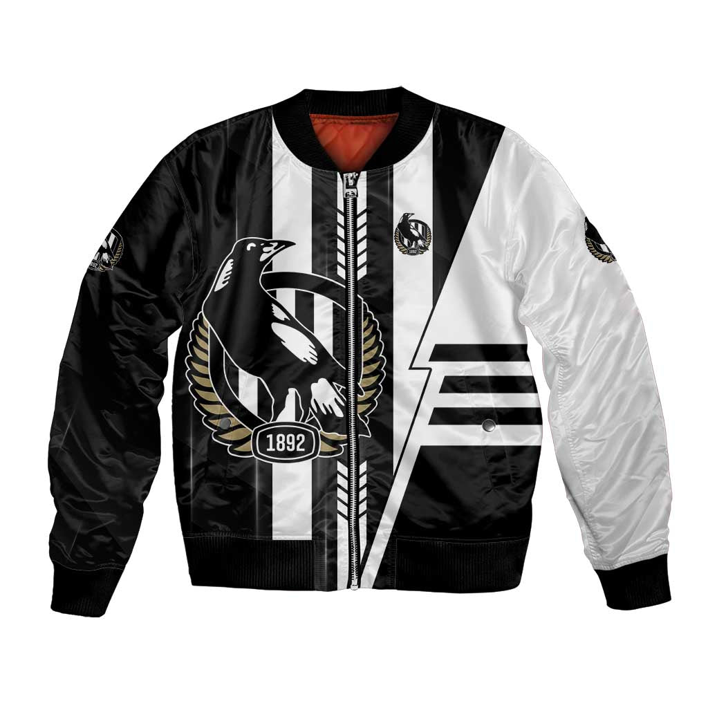 Personalized Collingwood Magpies Bomber Jacket Modern Geometric Sports Graphic Style
