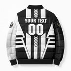 Personalized Collingwood Magpies Bomber Puffer Jacket Modern Geometric Sports Graphic Style