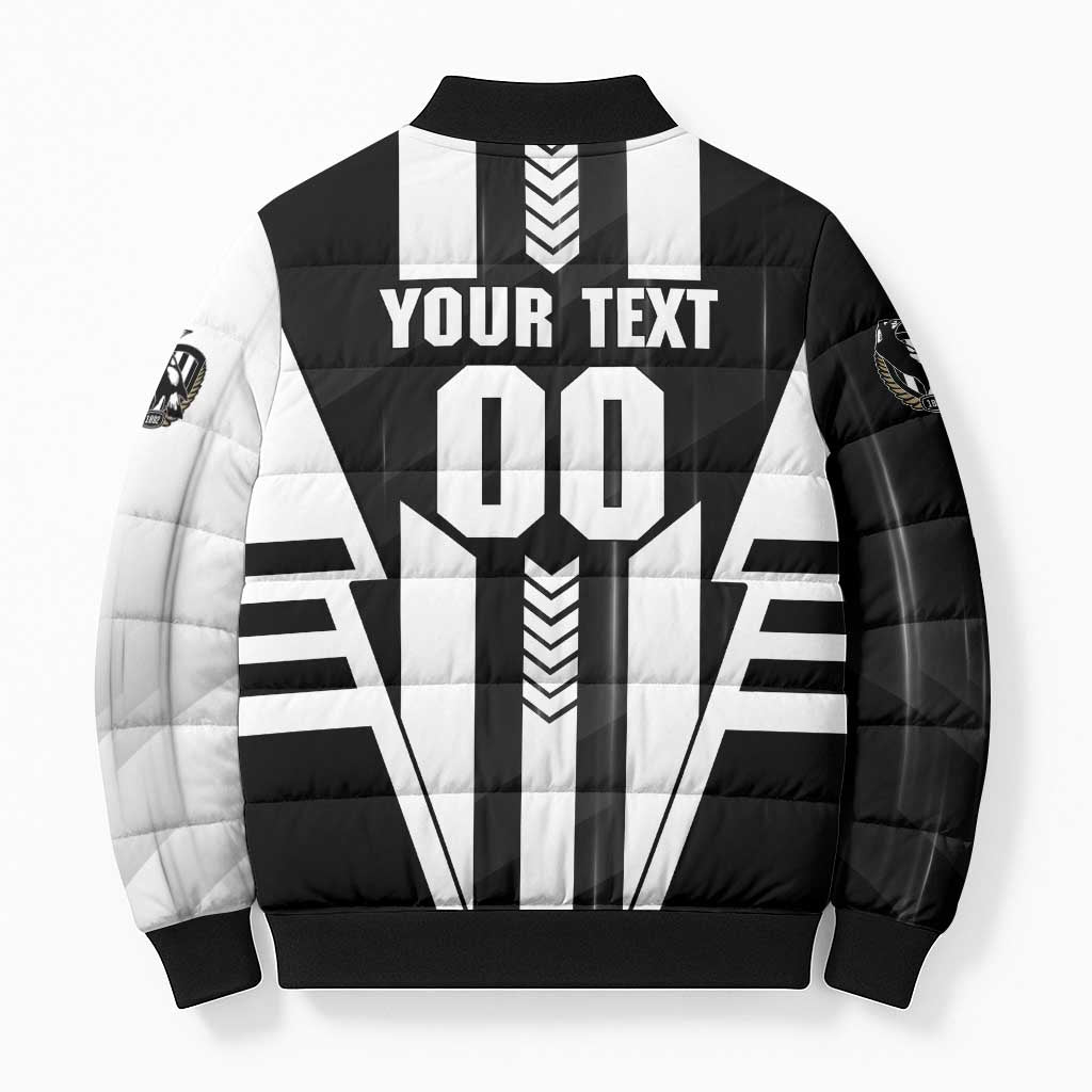 Personalized Collingwood Magpies Bomber Puffer Jacket Modern Geometric Sports Graphic Style
