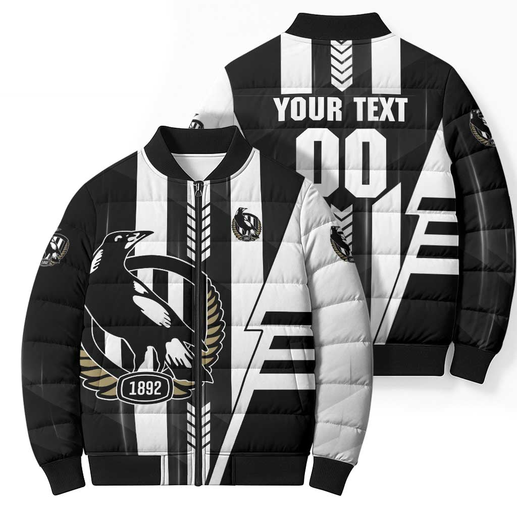 Personalized Collingwood Magpies Bomber Puffer Jacket Modern Geometric Sports Graphic Style
