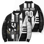 Personalized Collingwood Magpies Bomber Puffer Jacket Modern Geometric Sports Graphic Style