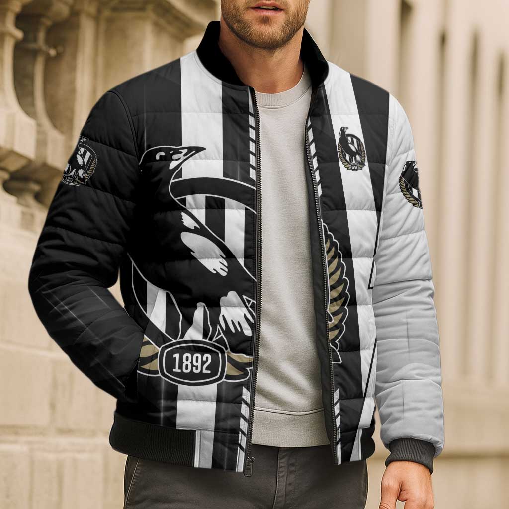 Personalized Collingwood Magpies Bomber Puffer Jacket Modern Geometric Sports Graphic Style