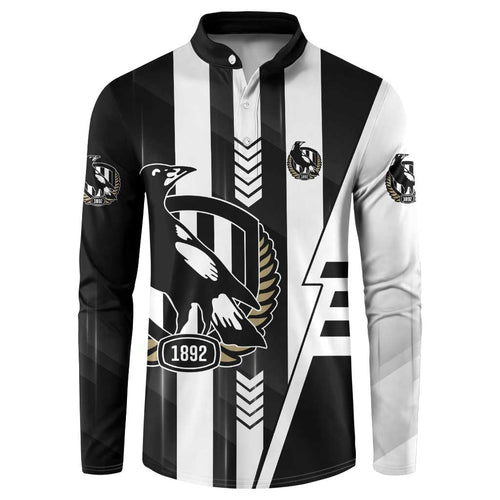 Personalized Collingwood Magpies Button Sweatshirt Modern Geometric Sports Graphic Style
