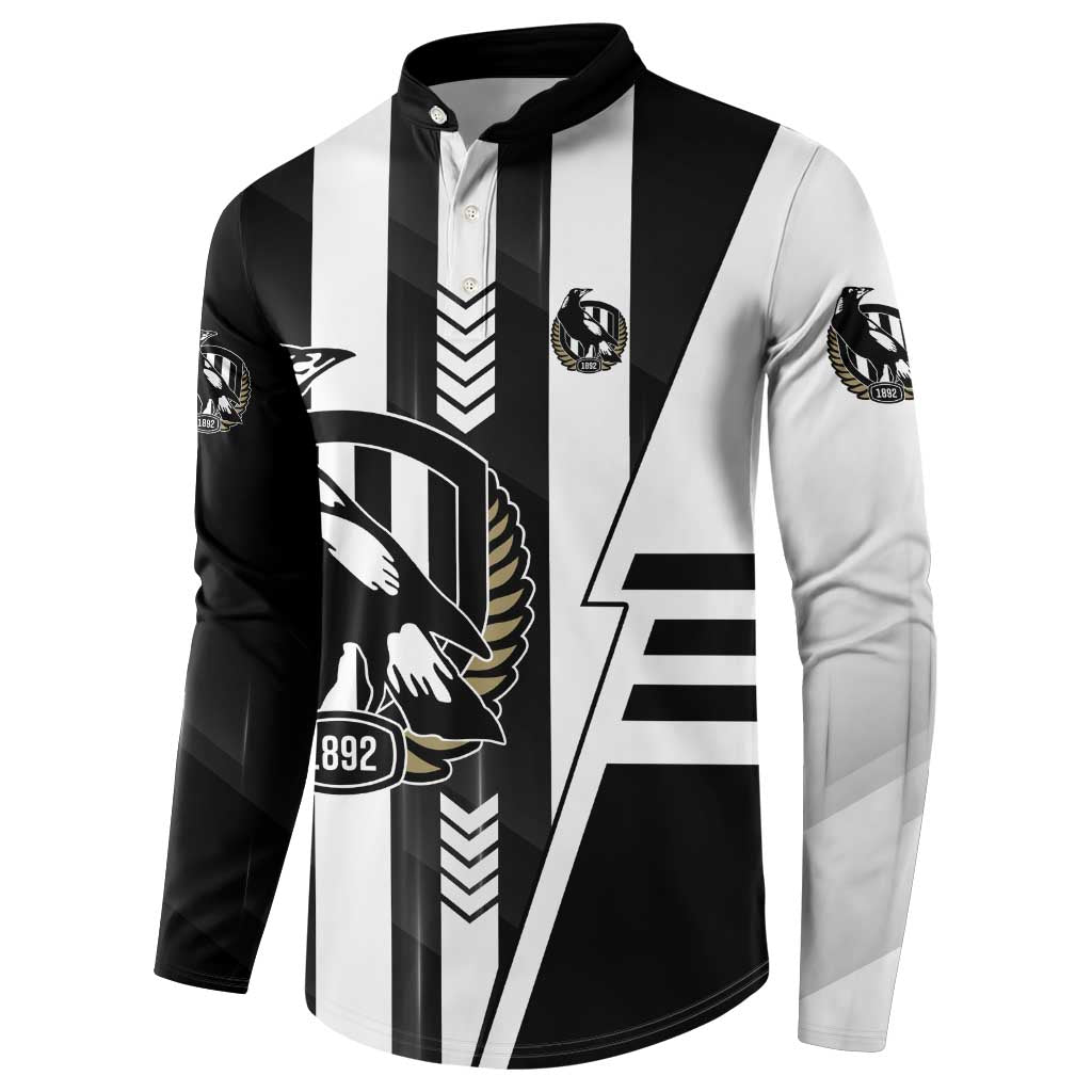 Personalized Collingwood Magpies Button Sweatshirt Modern Geometric Sports Graphic Style